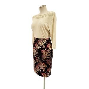 Ellen D. 80’s Black Metallic Flowered Pencil Skirt EUC 11/12